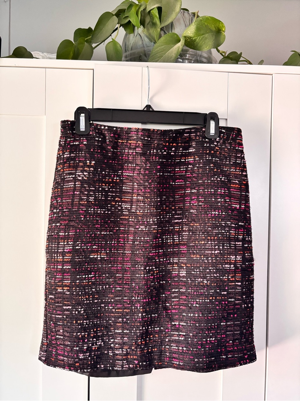 LOFT Black Tweed Pencil Skirt with Pink and Orange Accents